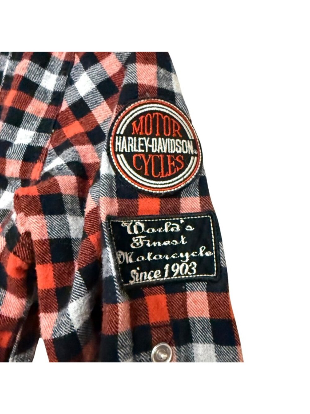 Harley-Davidson Women's Flannel Shirt S Red Black Embroidered Logo Long Sleeve - Picture 5 of 11